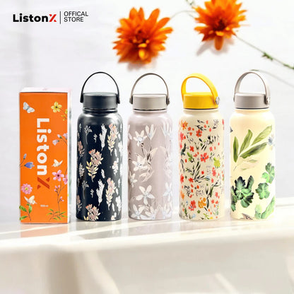 ListonX Stainless Steel Thermos Bottle - 1000ML, hot/cold for 8-15h, stainless steel, stylish