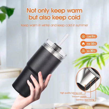 ListonX Thermos Tumble Bottle & Cup with Straw - Leak-proof, insulated, stainless steel, easy-grip.