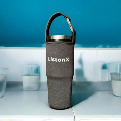 ListonX Thermos Tumble Bottle & Cup with Straw - Leak-proof, insulated, stainless steel, easy-grip.