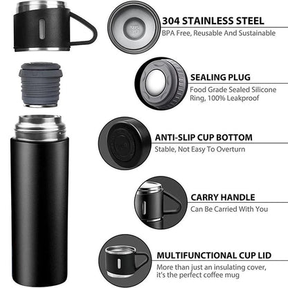 ListonX Thermos Cup Set 500ml - Keep Your Drink 12H Hot & Cold